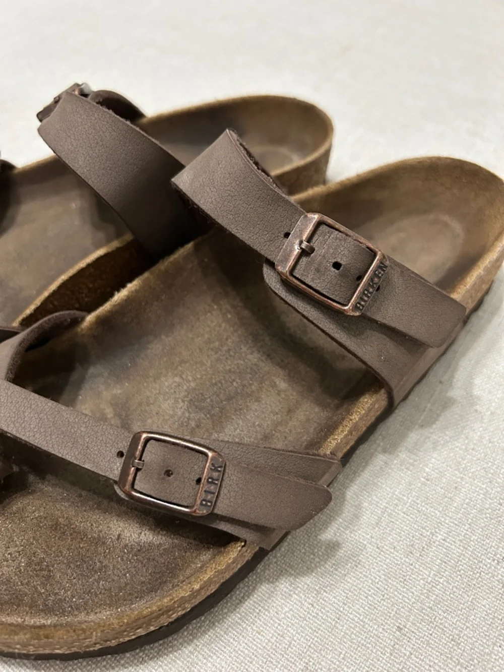 Birkenstock Mayari Sandals Brown Leather Crisscross Slide Women’s 39 - Picture 10 of 13